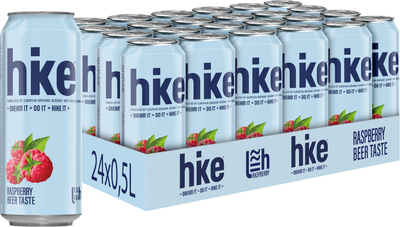 Упаковка пива Hike Raspberry світле фільтроване 4.6% 0.5 л х 24 шт. (4820193038231)