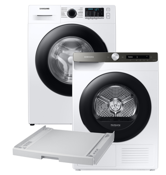 Стиральная машина полногабаритная SAMSUNG WW90TA047AE1/UA + Сушильная машина SAMSUNG DV90T5240AT/UA + Соединительный комплект Samsung SKK-UDW (комплект)