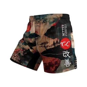 Шорты (Fight Shorts) BloodMoon мужские для занятий спортом (MMA кикбоксинг тайский бокс борьба спорзал бег) - XXL