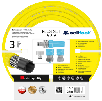 Набір поливальний Cellfast Plus 25 м 1/2" + комплект з'єднувачів (10-290)