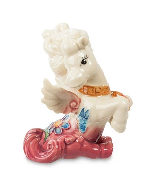 Интерьерная фигурка Pegasus with floral painting 8.5 cm pink and blue