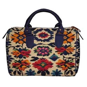 Сумка бочонок Barrel Квіти в стилі вишивки 28x18x17 см
