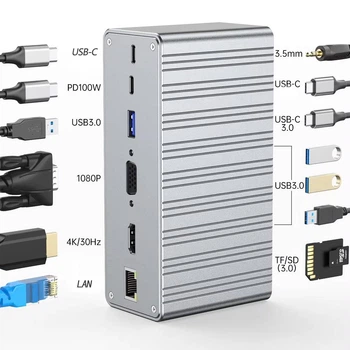 Док-станция 13в1 100W для Macbook/MSI/Asus/Samsung/Dell/Lenovo/HP/Acer/Android