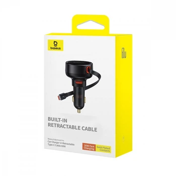 ОЗУ Baseus Enjoyment Pro Car Charger USB + Retractable Type-C Cable 60W black