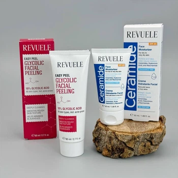Набір косметики 2в1 REVUELE для обличчя з SPF кремом та гліколевим пілінгом