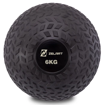Слэмбол мяч набивной для кроссфита и фитнеса Slam Ball Zelart Черный (вес 6 кг) FI-7474-6