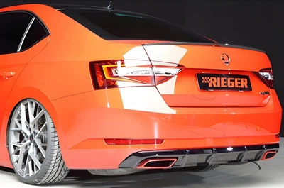 Диффузор заднего бампера для Skoda Superb 2015-2024, черный глянец V2
