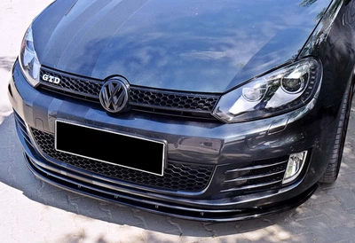 Губа під передній бампер для Volkswagen Golf 6 GTI, чорний глянець