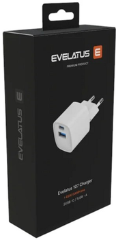 Зарядний пристрій Evelatus Wall Charger 30W USB-A / USB-C UE White (4752192087586)