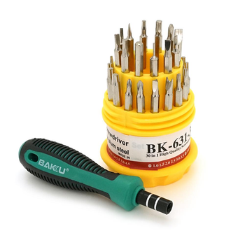 Отвертка с набором бит BAKU BK-631-31 Набор 30в1 Для ремонта электроники Yellow