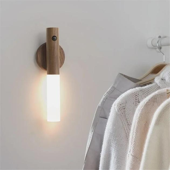 Беспроводная деревянная LED лампа Induction lamp, настенный светильник с датчиком движения и аккумулятором WSD-058