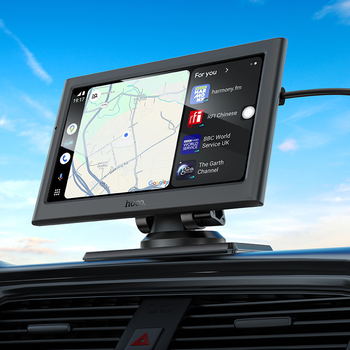 Автомобильный беспроводной сенсорный портативный экран HOCO HU2 (CarPlay, Android AUTO) Черный