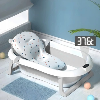 Дитяча ванна складна з подушкою, термометром Hanert KinderBad Grey