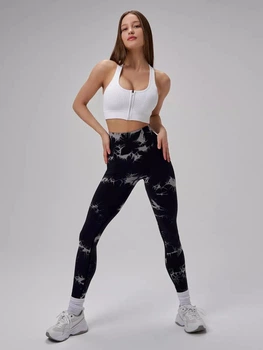 Жіночі лосини пуш ап спортивні для тренувань мармур повсякденні Marble з Push Up ефектом XL Чорний (17003956)