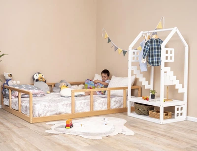 Детская деревянная кровать Монтессори BUSY WOOD без ножек, с ламелями Модель 10 Натуральное дерево 190х140 см