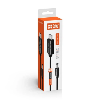 Кабель для роутера Colorway USB->DC 12V (5.5х2.5mm) 1м чорний