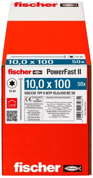 Zestaw wkrętów Fischer PowerFast II 10 x 100 z płaską głowicą TX 50 szt. (4048962465631)