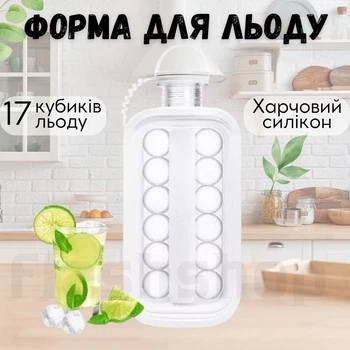 Форма-лоток для льоду, закрита форма пляшка з кришкою для заморожування кульок льоду (біла)