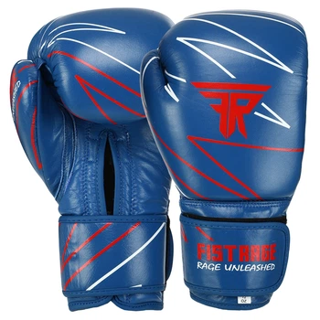 Перчатки боксерські шкіряні на липучці FISTRAGE PRO TRAINING (р-р 12oz, синій) (VL-9352_Синій_12_унції)