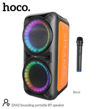 Портативна бездротова Bluetooth колонка акустика-караоке з мікрофоном Hoco DS42 BT5.0, TWS, AUX/USB/TF/FM, 30W Black