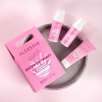 Zestaw do pielęgnacji twarzy Aloesove Pink Balsam do demakijażu 75 ml + Peeling do twarzy 50 ml + Krem odżywczy na noc 50 ml (5906657520470)