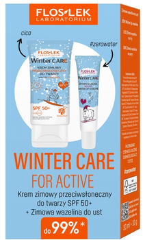 Zestaw do pielęgnacji twarzy Floslek Winter Care For Active Krem zimowy przeciwsłoneczny SPF50+ 30 ml + Zimowa wazelina do ust 10 g (5905043024981)