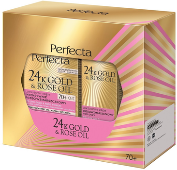 Zestaw do pielęgnacji twarzy Perfecta 24K Gold and Rose Oil Krem do twarzy 70+ 50 ml + Krem pod oczy 15 ml (5900525092106)