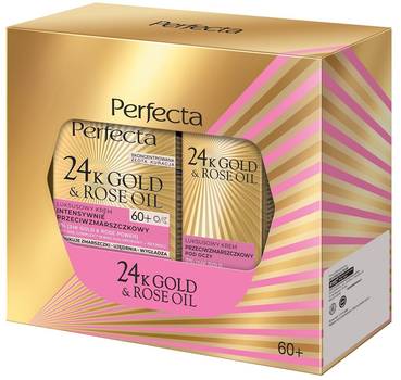 Zestaw do pielęgnacji twarzy Perfecta 24K Gold and Rose Oil Krem do twarzy 60+ 50 ml + Krem pod oczy 15 ml (5900525092090)