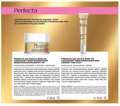 Набір для догляду за обличчям Perfecta 24K Gold and Rose Oil Крем для обличчя 70+ 50 мл + Крем для шкіри навколо очей 15 мл (5900525092106)