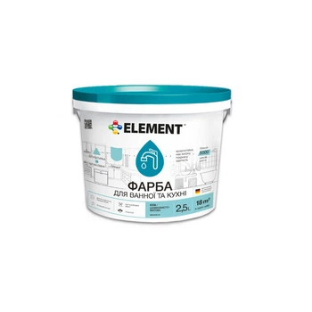 Інтер'єрна фарба для кухні та ванної Element акрилова біла 2,5 л