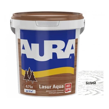 Лазурь декоративная Aura Lasur Aqua для защиты древесины белая 0,75 л