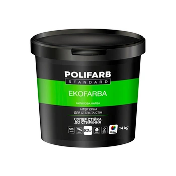 Интерьерная краска акриловая Polifarb Экофарба белая 14 кг