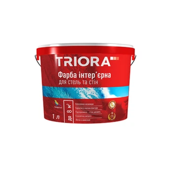 Интерьерная краска акриловая Triora для стен и потолка белая 1 л