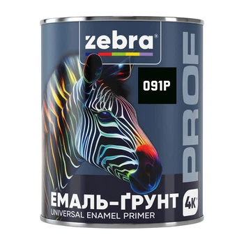 Эмаль-грунт Zebra PROF 1191 091P черная матовая 2,5 кг