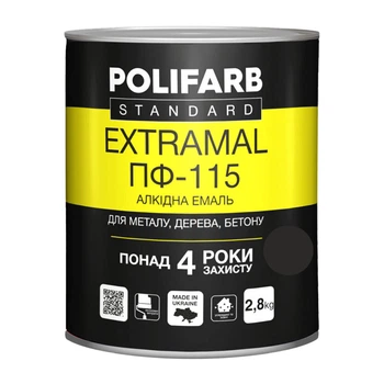 Эмаль алкидная Polifarb ExtraMal ПФ-115 черная 2,8 кг