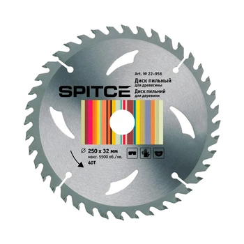 Диск пильный для древесины Spitce 22-956 40T 250*32 мм с адаптером 32/30