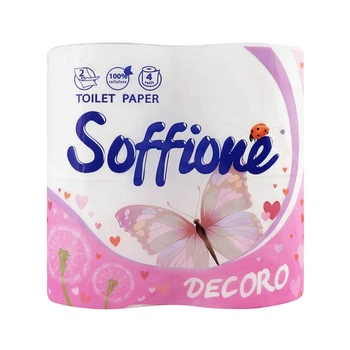Папір туалетний Soffione Dekor 4 шт рожевий