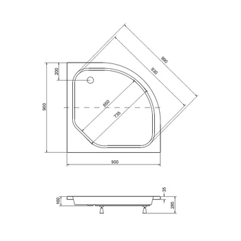 Корпус к поддону Besco Diper 90*90*25 см
