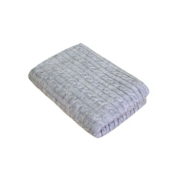 Плед в'язаний Прованс Soft коси 220*240 сірий