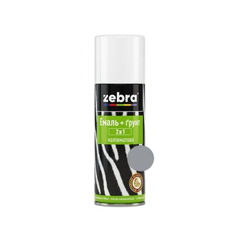 Эмаль-грунт аэрозольная ZEBRA 2в1 полуматовая серая 400 мл