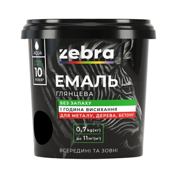 Эмаль акриловая Зебра 90 черная 0,7 кг