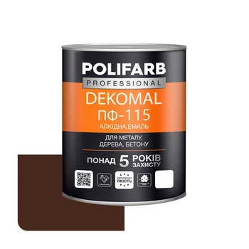 Емаль алкідна Polifarb DekoMal ПФ-115 темно-коричнева 0,9 кг