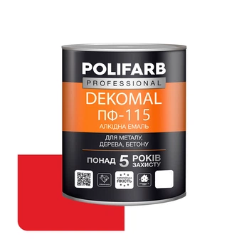 Эмаль алкидная Polifarb DekoMal ПФ-115 красная 0,9 кг