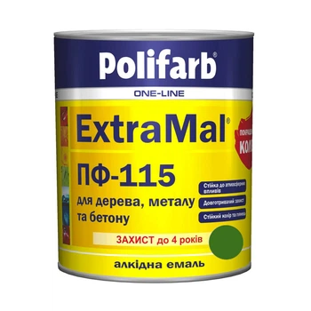 Эмаль алкидная Polifarb ExtraMal ПФ-115 зеленая 0,9 кг