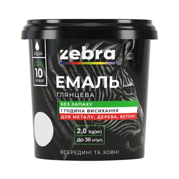Эмаль акриловая Зебра 10 белая 2 кг
