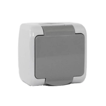 Розетка з заземленням Erste Outdoor E8005-42 IP54 накладна сіра