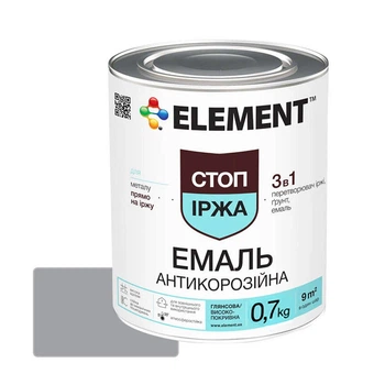 Эмаль антикоррозионная Element 3 в 1 Стоп ржавчина серая 2 кг