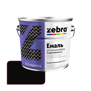 Эмаль антикоррозионная Zebra 3 в 1 Кольчуга 90 черная 2 кг