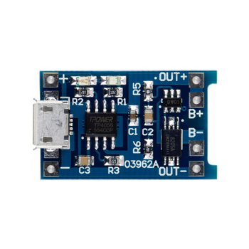 Контроллер заряда аккумуляторов TP4056 для Li-Ion с разъемом Micro-USB, защитой от перезаряда и переразряда