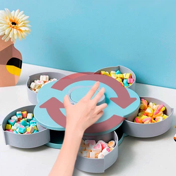 Органайзер вращающийся для конфет, закусок, фруктов. Flower Candy Box одноярусная (голубая)